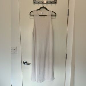 Lunya Organic Cotton Seersucker Midi Dress in White Size Small